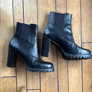Stuart Weitzman Black Leather Ankle Boots